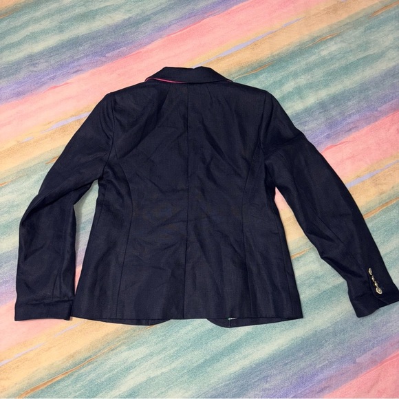 J. crew Campbell 100% linen navy button blazer women’s size 8 P - Picture 4 of 9